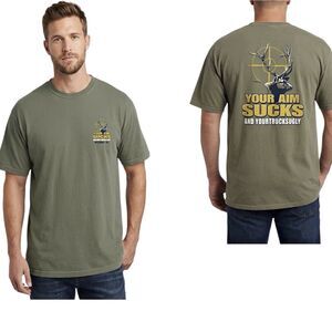 Comfort Colors Mens T Shirt Graphic Print 2XL Green Laid Back USA Short Sleeve